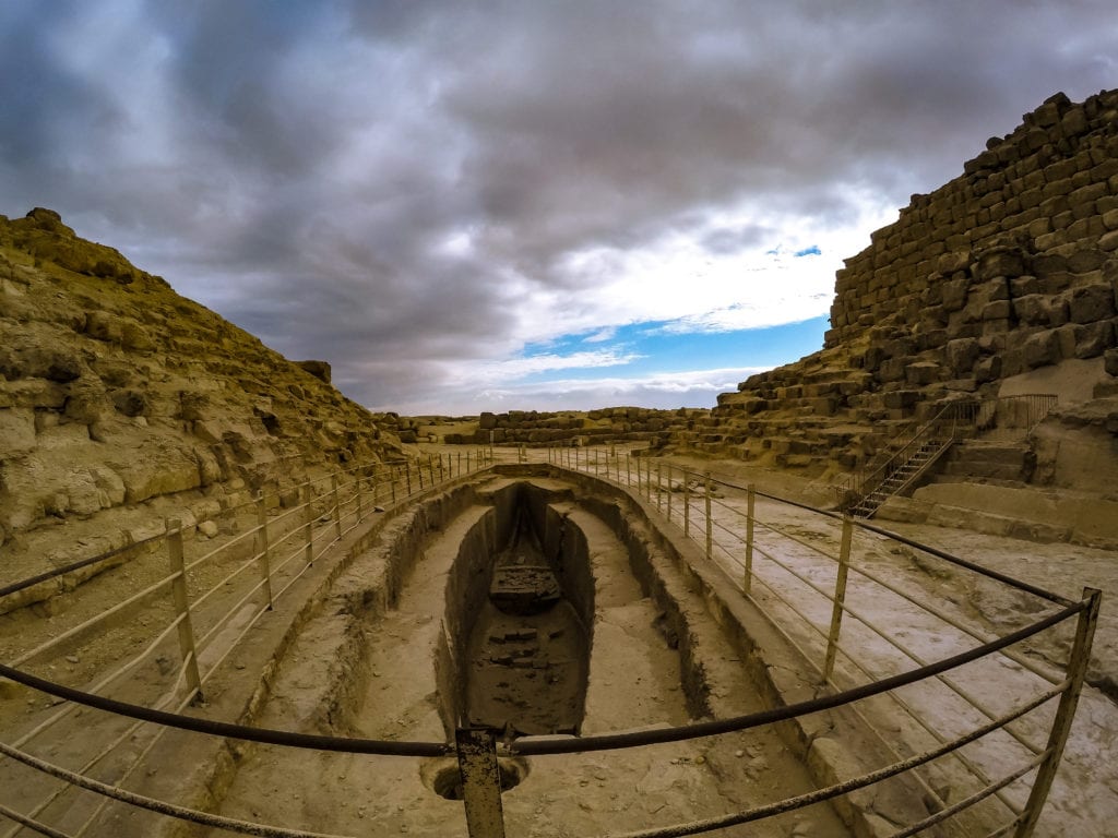 Location where Solar Boat  of king Khufu was found near Khufu's Pyramid