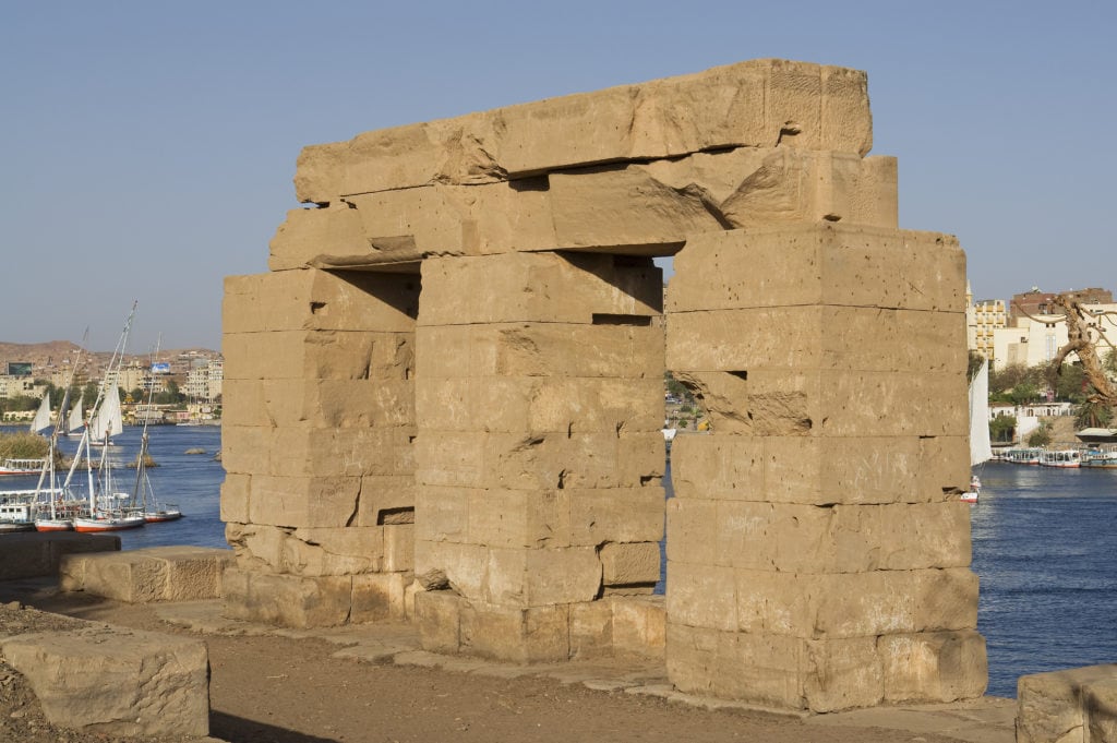 Ruins of Ancient Temple in Elephantine Island in Egypt